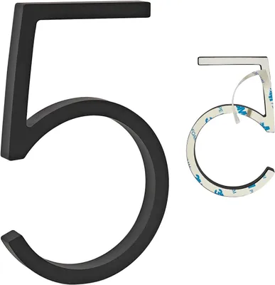 Imagen del producto de Número de puerta 3D autoadhesivo, 5 pulgadas (127 mm), color , resistente al agua, para números de casa