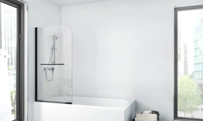 Produktbild von MARWell Badewannenfaltwand, 1-flg. 75 x 140 cm - Duschwand für Badewanne in matt schwarz - Badewannenaufsatz mit klarglas - Duschabtrennung mit Handtuchhalter