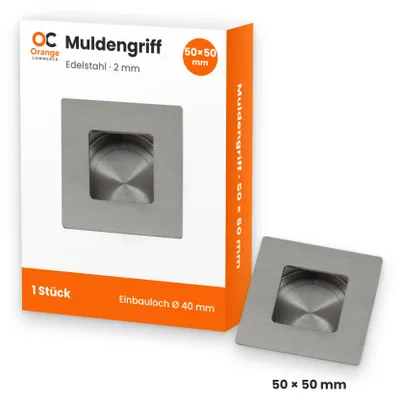 Produktbild von Edelstahl Muschelgriff Muldengriff Griffmulde Möbelgriff Griffmuschel Griff 50x50mm