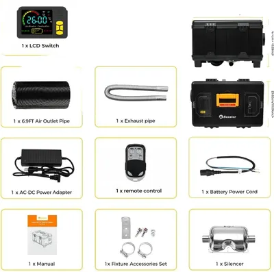 Obrázek produktu pro Přenosný naftový ohřívač vzduchu, ovládání Bluetooth, kompaktní design, 8KW 12V 24V 220V