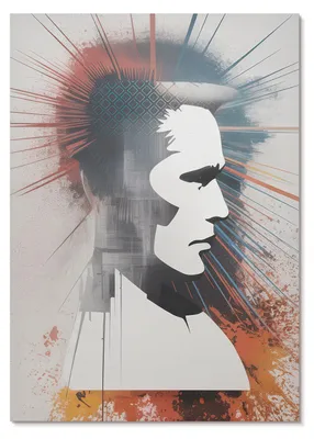 Produktbild von POSTER - 21x29 cm (A4) - Issa0 - Gesichtsprofil, dynamische Linien, modern -  Wandbild für Wohnzimmer Schlafzimmer & Flur, Modernes Poster Wanddeko, Ungerahmt