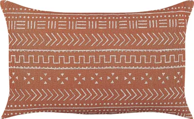 Produktbild von BELIANI Dekoratívny vankúš oranžový bavlna 35 x 55 cm geometrický vzor bloková tlač boho štýl doplnky