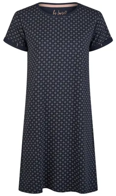 Produktbild von by Louise Kurzarm Sleepshirt aus 100% Baumwolle – Knielang, Bequem und modisch für erholsame Nächte, Farbe:navy print, Grösse:XL