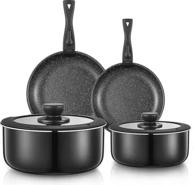 Image de Lot de poêles à induction 20/28 cm avec 2 couvercles à poignées isolantes