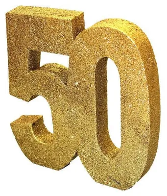 Produktbild von Goldene Zahl 50 Tischdeko glitzernd 20cm