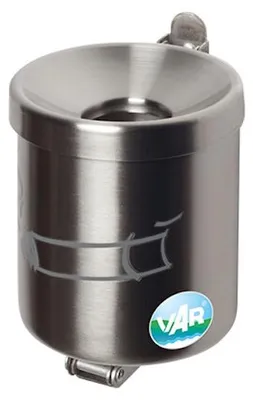 Produktbild von Robuster Ascher zur Wandmontage | 0,6 Liter, HxBxT 10x9x9cm | Edelstahl