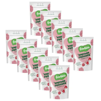 Produktbild von Gefriergetrocknete Früchte FRUITESS Gefriergetrocknete Erdbeeren 250 g – 10er Mega-Evergreen Bundle | Knusprige Früchte für Müsli, Backen, Snacking