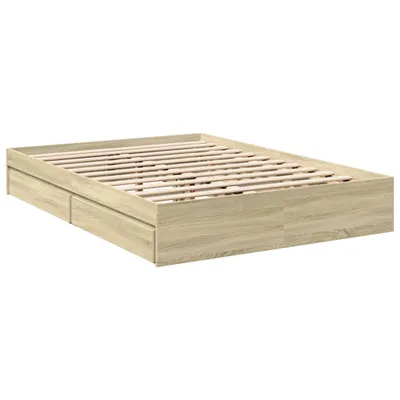 Image de Cadre de lit avec tiroirs sans matelas chêne sonoma 140x190 cm