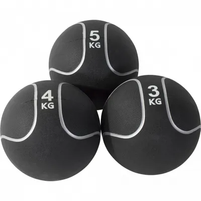 Produktbild von GORILLA SPORTS® Medizinball - 12kg Set, 3kg, 4kg, 5kg Gewichte, Ø 23 cm, Rutschfest, aus Gummi - Slam Ball, Gewichtsball, Trainingsball, Fitnessball