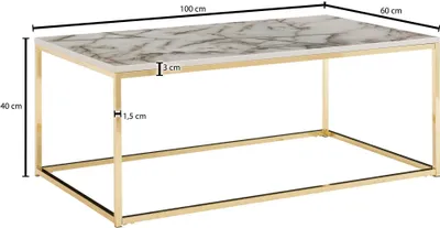 Image de Table basse 100x60x40 cm avec aspect marbre blanc / or | Wohnling