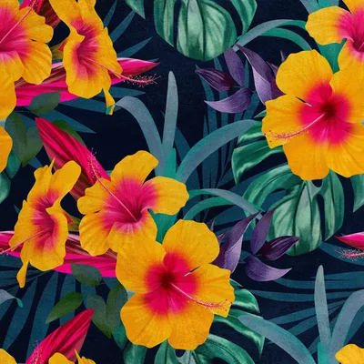 Image de Royal Velvet Tissu Polyester A coudre - Motif Hibiscus Jaune