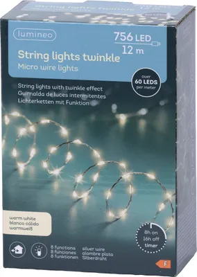 Produktbild von Lumineo Lichterkette STRING LIGHTS TWINKLE 756 LED 12 m, warm weiß