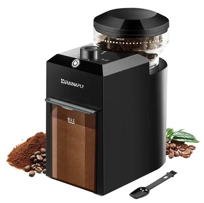 Elektrische Kaffeemühle, 28 Mahlgrade, 12 Tassen, Schwarz
