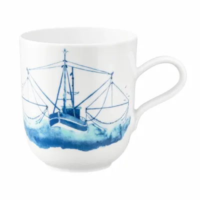 Immagine prodotto di Seltmann Weiden Becher mit Henkel, Kaffeebecher, Teetasse, Tasse, Porzellan, Fischkutter, 400 ml, 001.769164