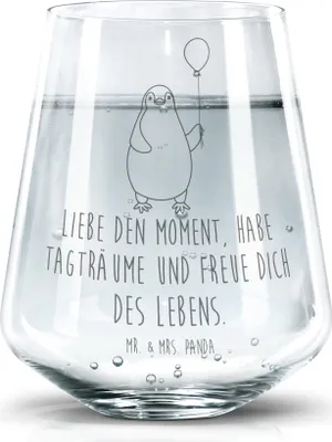Produktbild von Mr. & Mrs. Panda Glas Pinguin Luftballon - Transparent - Geschenk, Tumbler, Becherglas, Geschenkidee, Wasserglas, Neustart, Trinkglas, Trinkgefäß, Glück
