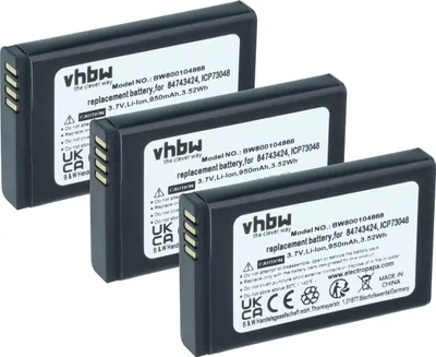 Produktbild von vhbw 3x Akku kompatibel mit Spectralink 7622, 7642, 7620, 7740, 7742, 7720, 7710, 7640, 7722 schnurlos Festnetz Telefon (950 mAh, 3,7 V, Li-Ion)