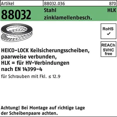 Produktbild von Keilsicherungsscheibe R 88032 HLK-24 Stahl zinklamellenbesch. geklebt
