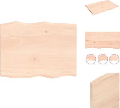 Immagine prodotto di vidaXL Piano da tavolo 80x60x2 cm in legno massiccio di quercia non trattato con bordo ad albero - Piani da tavolo