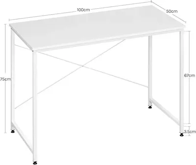 Produktbild von Schreibtisch - Computertisch - 100 x 50 cm - Weiß - Metallgestell - Rechteckig - Für das Homeoffice - Zur Selbstmontage