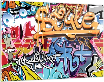 Produktbild von Bilder auf glas - Graffiti modern - 120x80cm - Glasbilder - Wandbilder - Kunstdruck - zum Aufhängen bereit - Wanddekoration aus Glas - Glas Bilder - Wandbild auf Glas - Einteilig - GAA120x80-3578