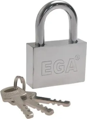 Produktbild von EGA 50 mm verchromtes Vorhängeschloss, Kohlenstoffstahl, gehärteter Bügel