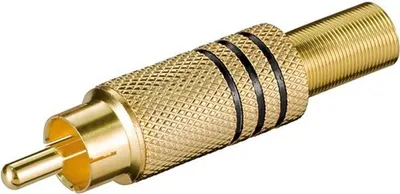 Image de Fiche RCA Goobay, noire - plaquée or avec protection anti-pliure