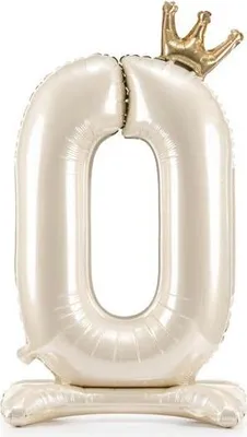 Obrázok produktu pre Stojaci fóliový balón číslo 0 84cm krémový 80904