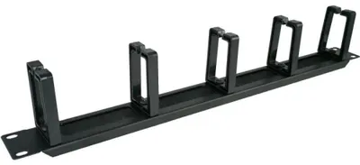 Produktbild von Alantec PK048 1U 19"-Kabelorganizer mit gebürsteter Kabeldurchführung. 5 Kunststoffhalterungen.