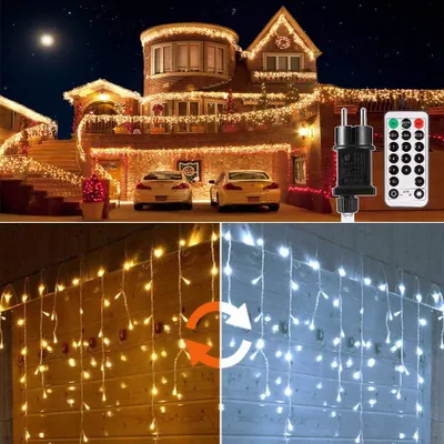 LED-Lichtvorhang warmweiß 300 LEDs 8 Modi IP44 3x2,5 m