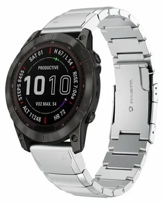 Produktbild von By Qubix Edelstahl Gliederarmband - Silber - passend für Garmin Tactix 8 - 51 mm