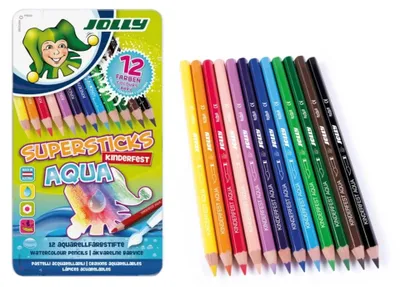 Immagine prodotto di Matite ad acquerello per bambini Jolly Supersticks Aqua - confezione da 12 pezzi.