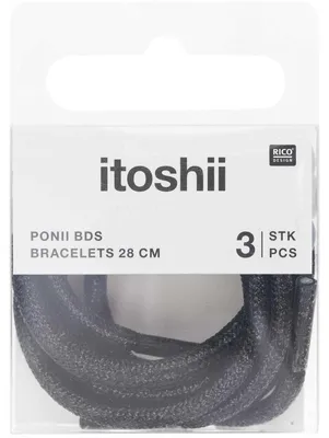 Produktbild von Rico Design Itoshii Packung mit 3 Kordeln 28 cm schwarz