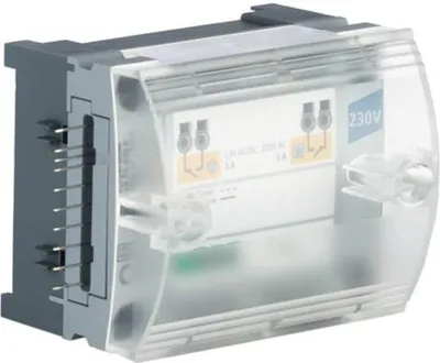 A close-up, slightly angled view of an electrical module.