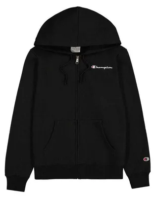 Produktbild von Champion - Hoodie mit durchgehendem Reißverschluss für Damen, Ärmel mit Markenschriftzug PP8614 (M) (Schwarz)