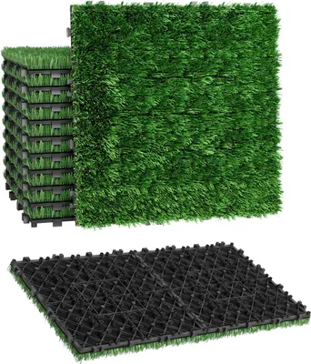 Obrázok produktu pre JOIEYOU umelá tráva dlaždice 30x30 cm trávnik kliknite na dlaždice balkón terasa dlaždice balkón dlaždice odolné voči poveternostným vplyvom s funkciou odvodnenia umelý plastový trávnik dlaždice podlahová krytina sada 11