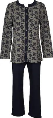 Immagine prodotto di Pigiama donna aperto con bottoni girocollo manica lunga pantalone lungo in caldo pile RAGNO articolo D208N7, Taglia 48, Cotone 40%,Poliestere 60%