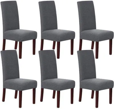 Obrázok produktu pre Uniqoos® Sada 6 elastických poťahov na stoličky, vhodné do jedálne, farba: sivá – 94 % polyester/6 % Elastan, elastické a vhodné do práčky