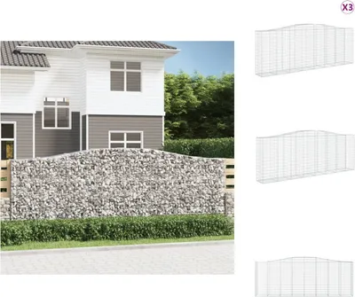Produktbild von vidaXL Gabionen mit Hochbogen 3 Stk. 400x50x140/160cm Verzinktes Eisen -  Blumentöpfe & Pflanzgefäße
