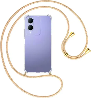 Produktbild von Handykette Backcover-Schutzhülle mit Band (Metall goldfarben) für vivo Y17s (6.56'') - Goldkordel