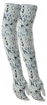 Immagine prodotto di Maniche unisex con foro per il pollice, protezione solare e protezione UV, maniche refrigeranti, colore grigio chiaro a rete, lunghezza 53 cm