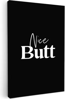 Produktbild von MuchoWow® - Leinwandbilder - Zitate - Netter Hintern - Schwarz - Sprichwörter, Wandbild, Wanddeko Bilder Wohnzimmer, 80x120 cm