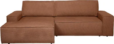 Produktbild von Ecksofa mit Schlaffunktion - Ecke links - Strukturstoff - Terracotta - AMELIA