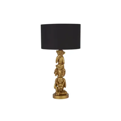 Obrázek produktu pro Stolní lampa látková kulatá Ø 28 cm 51,5 cm ve zlaté černé barvě E27 moderní noční lampa