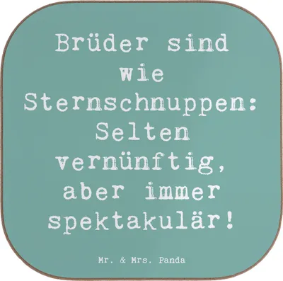 Produktbild von Mr. & Mrs. Panda Tischschoner Spruch Brüder Sternschnuppen - Meeresbrise - Geschenk, Coaster, herzerwärmende Sprüche, Geschenke, Humor, Untersetzer für Gläser, Glas