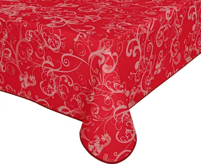 Produktbild von Wachstuch Tischdecke abwischbar rutschfest mit Paspelband Eckig Rund,Ranke Rot, (Rund140x140cm)