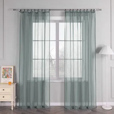 Obrázek produktu pro Ibenzoa® Transparentní záclona z voilu s volánovou páskou – 100% polyester, propustná světlu, dostupné barvy a rozměry od 145×145 cm do 270×145 cm