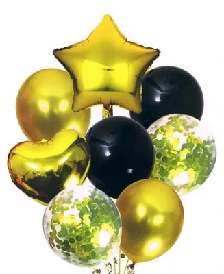 Zdjęcie produktu dla Zestaw balonów czarno złote 8 szt.
