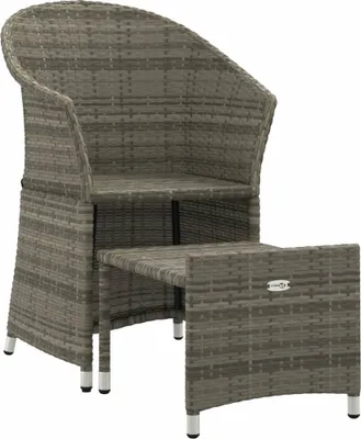 Produktbild von vidaXL 2-tlg. Garten-Lounge-Set mit Kissen Grau Poly Rattan