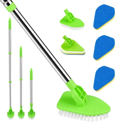 Immagine prodotto di Spazzola per pulizia bagno - Setola telescopica 46-95 cm - 3 in 1 - Testa ruotabile 180 gradi