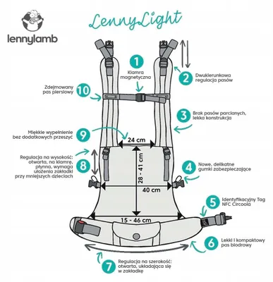 Produktbild von Babytrage LennyLamb LennyLight 0-36 Monate Baumwolle Jodełka Almond